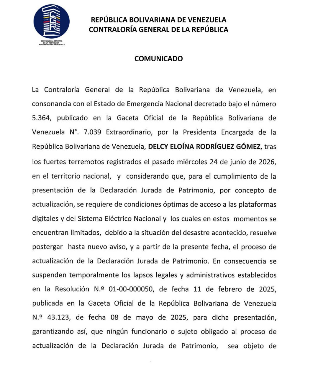 Comunicado Página 1